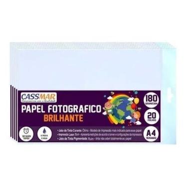 Imagem de Papel Fotográfico 180g Brilhante A4 210x297mm Cassmar 20Fls