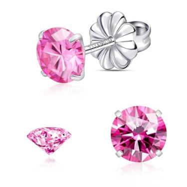 Imagem de Brincos de moissanite, brincos de titânio hipoalergênicos em ouro branco 18 quilates corte redondo cor D VVS1 Claridade Criada em Laboratório Moissanite Joia para mulheres e homens, 0,6CT-3,0CT