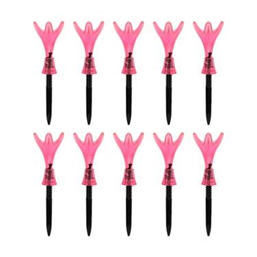 Imagem de CUOFYUNL 10 peças de plástico para bola de golfe, suporte para bola com altura ajustável e estável, acessórios para prática de presente para golfista (Rosa Transparente)