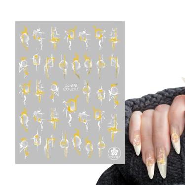 Imagem de Adesivos de unhas de mármore dourado, adesivos de unhas bonitos portáteis seguros, produtos de beleza, acessório feminino leve e prático para salões, compras, locais de entretenimento