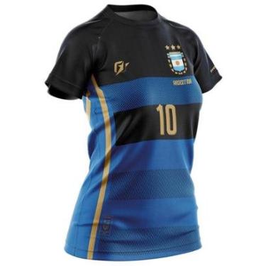 Imagem de Camiseta Baby Look Filtro UV Argentina Azul Retrô Tri Campeã-Feminino