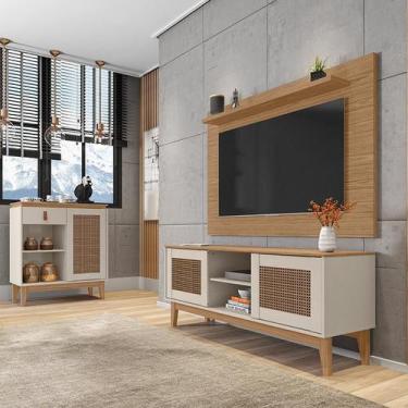 Imagem de Conjunto Sala Rack e Painel Safira com Aparador Rubi - Loja DoceLar, N