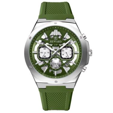 Imagem de Relogio Masculino Quartzo Multifuncional Casual Pulseira De Silicone Impermeavel Verde