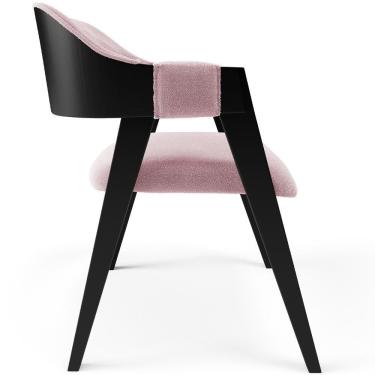 Imagem de Kit 4 Cadeiras Sala De Jantar Estar Living Estofada Suran L02 Preto Bouclê Rosê - Lyam Decor