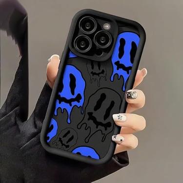 Imagem de Capa de celular para iPhone, design preto e azul, capa protetora com proteção para câmera (iPhone 16e, multicolorida)