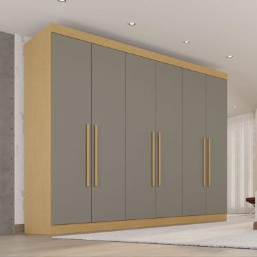 Imagem de Guarda-roupa Casal 6 Portas 6 Gavetas 100% Mdf Órion Plus Jequitibá/Granizo