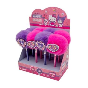 Imagem de Caneta Pompom com Aplique Hello Kitty e Amigos - Display c/ 8 Und Leoa