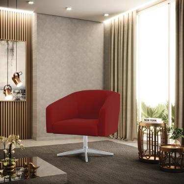 Imagem de Poltrona Sala Decorativa Stella Base Giratória Cromada Veludo Marsala D03 - D'Rossi