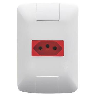 Imagem de Conjunto 4x2 com 1 Tomada 2p+t 20 Amperes 250 Volts Branco E Vermelho Aria 57241015 Tramontina C