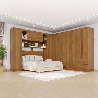 Imagem de Guarda-Roupa Casal Modulado Andorra 11 Portas 4 Gavetas Cinamomo - Pnr Móveis