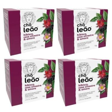 Imagem de Kit 4 Chá Leão Hibisco, Rosa Silvestre e Amora 10 Sachês 16g