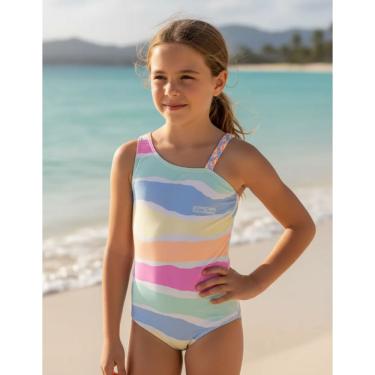 Imagem de Maio Infantil Feminino Alça Trançada Proteção Solar Listra