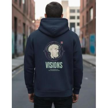 Imagem de Moletom Unissex Flanelado com Capuz e Bolso Canguru  Casaco de Frio Co