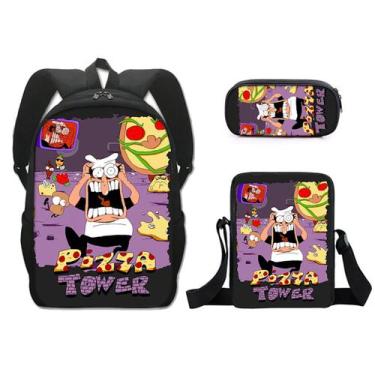Imagem de Conjunto de mochilas, 3 peças, Pizzas Towers Anime School para criança