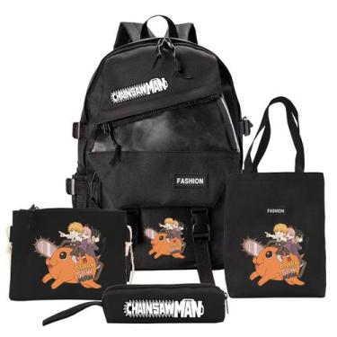 Imagem de Conjunto de mochilas Chainsaws Mans Denjis Cartoon Kids Canvas - Yiwei