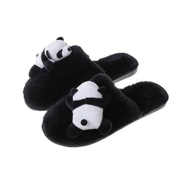 Imagem de Chinelos Panda Warm Plush Slip-on Antiderrapante Indoor House - Yiweis