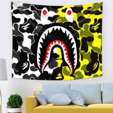 Imagem de Tapeçaria para decoração de parede Art Han Sharks Mouths 150x150cm - y