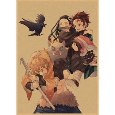Imagem de Pôster: arte de parede, pintura decorativa, Demon Slayers, anime retrô