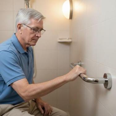 Imagem de Alça Apoio Banheiro Inox Barra 50cm Idoso Deficiente Cadeirante Suport