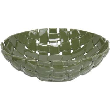 Imagem de CENTRO MESA DECORATIVA FRUTEIRA HOME&CO CERÂMICA 10x33x33cm VERDE