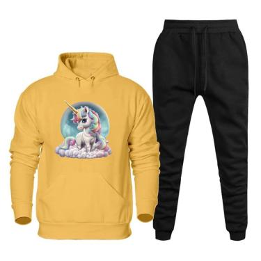 Imagem de Conjunto Abrigo Moletom Quentinho Plus Size Feminino Estampado Com Calça Basica Confortavel Macia-Feminino