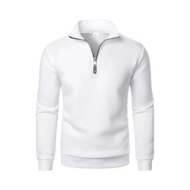 Imagem de Moletom Masculino Oversized Com Capuz E Meio Zíper, Gola Alta, Tendênc