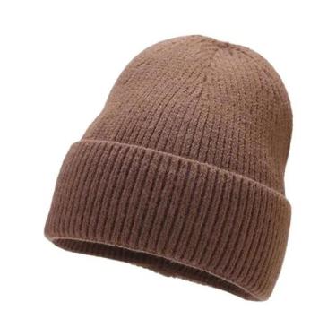 Imagem de Gorro Unissex Quente De Malha Elástica Em Cor Sólida Para Uso Diário N