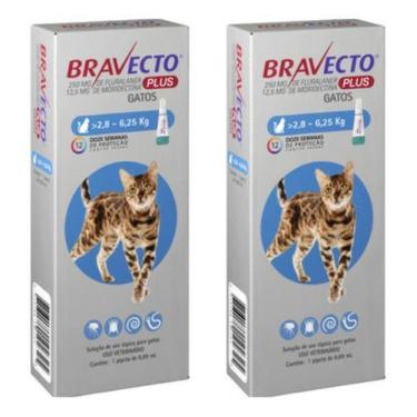 Imagem de Kit 2 Bravecto Plus Gato 2,8 A 6,25kg Antipulgas E Carrapato - MSD