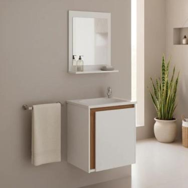 Imagem de Conjunto Gabinete de Banheiro com Cuba e Espelheira Suspenso 44cm Apol