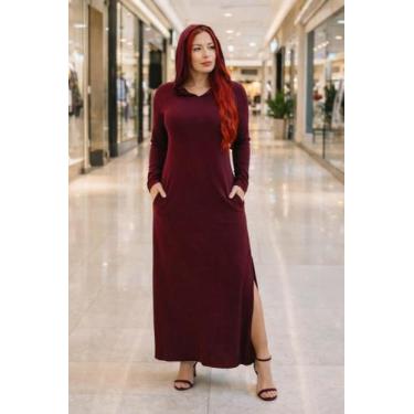 Imagem de Vestido Manga Longa Com Capuz - modanascimento, Vinho, GG