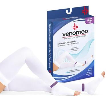 Imagem de MEIAS ANTITROMBO 15 a 21MMHG UNISSEX 7/8 TROMB100 VENOMED, G, Branco