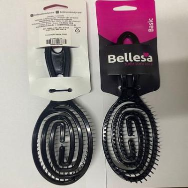 Imagem de Escova de Cabelo Desembaraço e Massagem Bellesa Flexível Preto para Todos os Tipos
