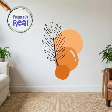 Imagem de Adesivo Floral Boho Laranja Estilo Nórdico 100x69 Minimalista Mod.02