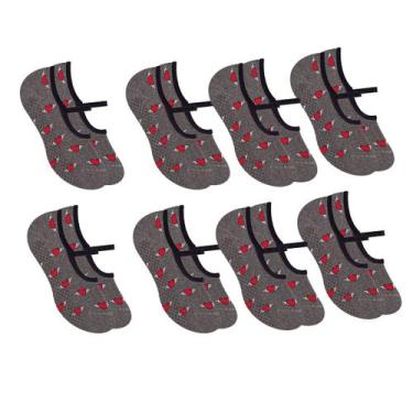 Imagem de Kit Com 8 Pares De Meias Femininas Selene Pilates Antiderrapante Com V