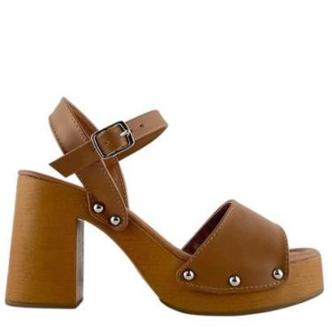 Imagem de Sandália Feminina Zatz Com Pedrarias E Salto Amadeirado-Feminino