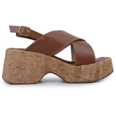 Imagem de Sandália Feminina Azillê Anabela Marrom - 5047-Feminino