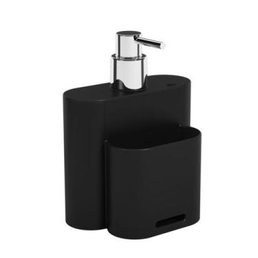 Imagem de Dispenser Porta Detergente e Esponja Flat Slim 500ml Preto - Brinox