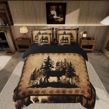 Imagem de Conjunto de Cama Feelyou Tamanho Casal 7 Peças Estampa de Veado Marrom