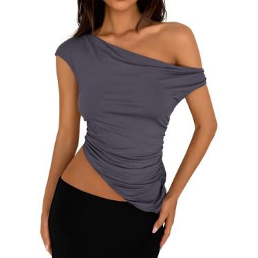 Imagem de Blusa PRETTYGARDEN 2025 Verão Cropped Ombro a Ombro XL