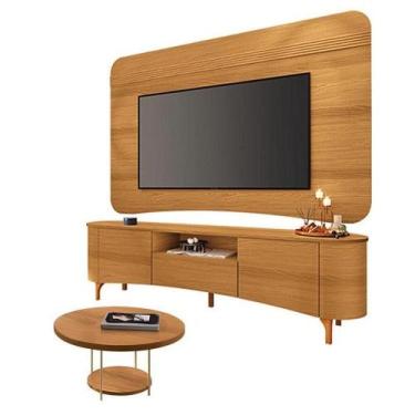 Imagem de Rack Bancada Elara E Painel Armony Cinamomo Com Mesa De Centro Sky Cin