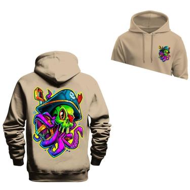 Imagem de Moletom Canguru Blusa De Frio Confortável Estampado Polvo Frente Costas-Unissex