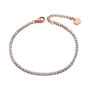 Imagem de Pulseira Feminina Com Cristais CZ Brilhantes Em Aço Inoxidável, Estilo