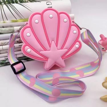 Imagem de Bolsa Infantil Criança Concha de Silicone para Pequenos Itens com Fechamento Seguro Rosa OEM