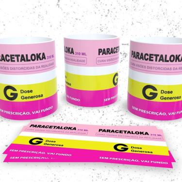 Imagem de Caneca de Porcelana Remédios Engraçados Paracetaloka para Bebidas 325ML Apta micro-onda...