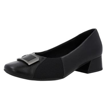 Imagem de Sapato Feminino Couro Salto Bloco Baixo Confortavel Usaflex