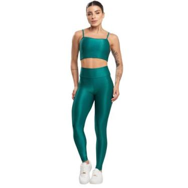 Imagem de Conjunto Fitness Top e Calça Esmeralda Vekyo Roupa Para Academia Trein