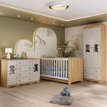 Imagem de Quarto de Bebê Completo com Berço Americano 3 em 1 Doçura Multimóveis 