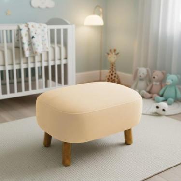 Imagem de Puff Sala Decorativo Jhessy Madeira Suede D03 - D Rossi - DRossi, Bege