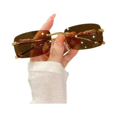 Imagem de Óculos De Sol Vintage Com Armação Dourada Em Estilo Leopardo, Sem Aro,