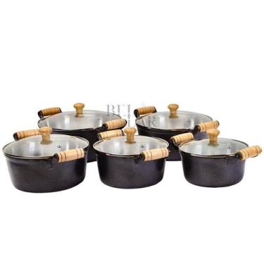 Imagem de Jogo de panelas batida aluminio fundido grossa 5pçs preta - DIVIFORTE,